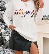 MARZXIN Women 2024 Casual Holiday Sweaters Long Sleeve Round Neck Slogan Pullover Sweater Tops Me...