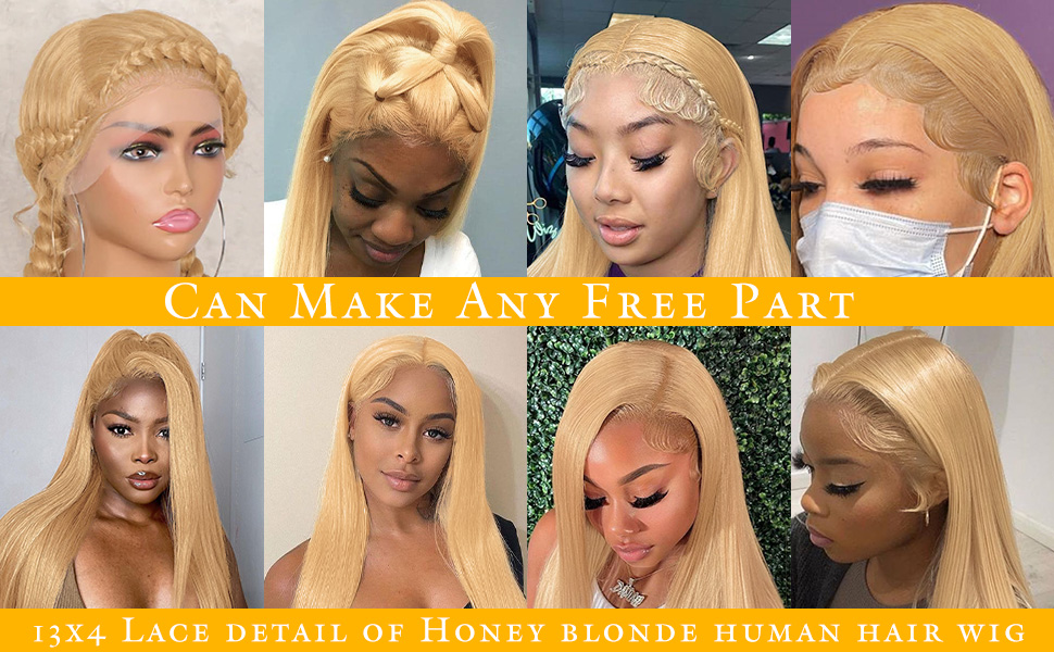 Honey blonde staight wig human hair