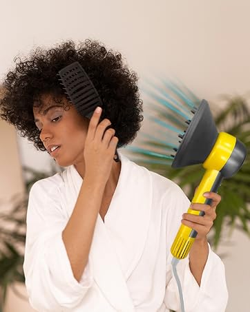 Snap on diffuser shapes curls; silent 70 dB dryer protects color treated cabello rizado