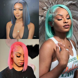 13x6 lace front human hair bob wig can be dyed