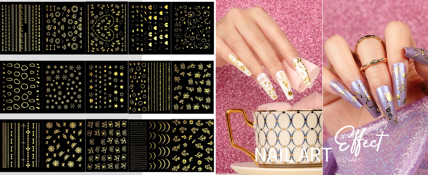 15 Styles of Gold Nail Stickers