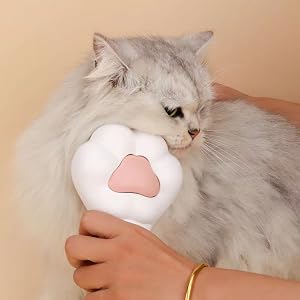 Cute Paw-Shaped Cat Brush with Release Button: Deep Fur Removal and Easy Cleaning for All Cat Breeds