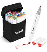 Caliart 41 Colors Dual Tip Art Markers Permanent Alcohol Based Markers Colored Artist Drawing Mar...