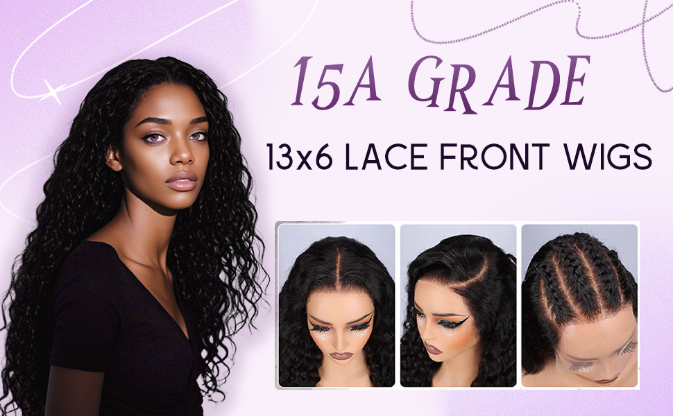 13x6 deep wave lace front wigs human hair