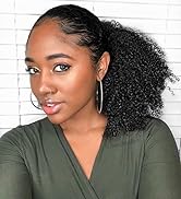 MAHKOTAKU Afro Kinky Curly Ponytail Human Hair 150% Density Brazilian Virgin Hair 4C Afro Puff Dr...