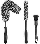 NIKCOSMK 3PCS Wheel Brush Kit for Cleaning Wheel and Tire, Wheel and Rim Brush, Car Detailing Bru...