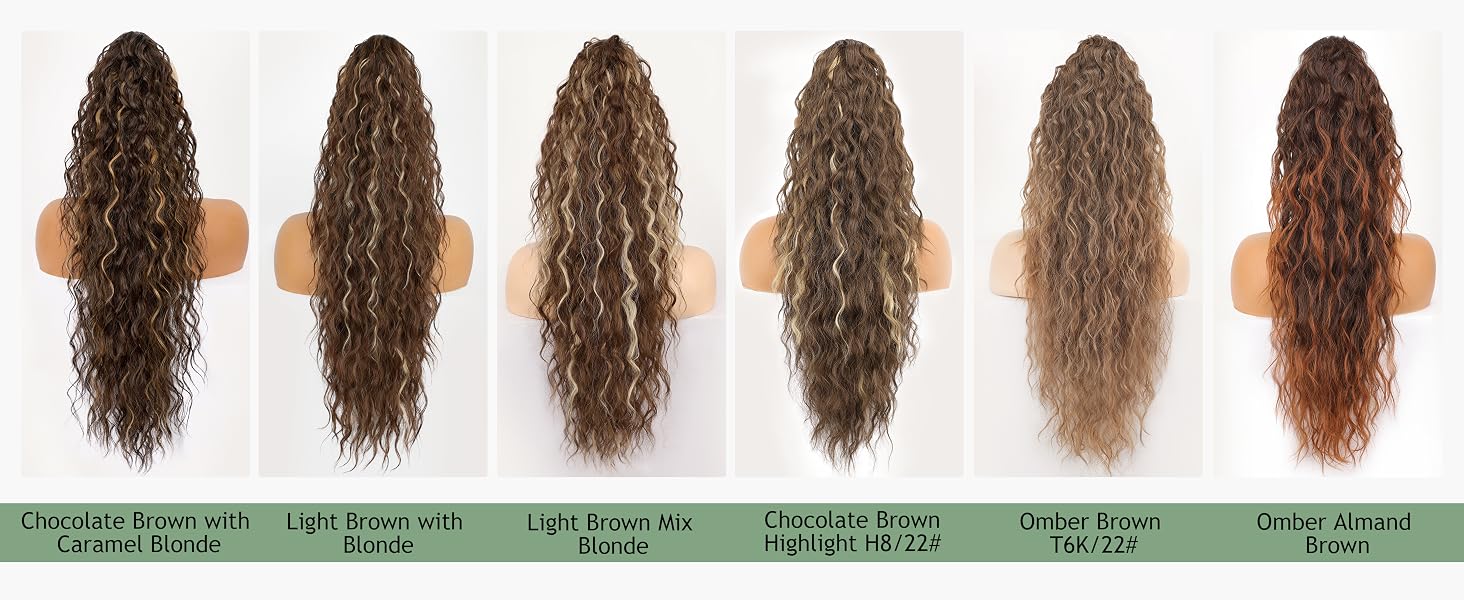 Claw Long Wavy Ponytail Extension Black Brown 30