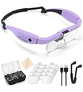 Dilzekui Magnifying Glass with Light 1.5X to 5.0X, Rechargeable Magnifying Glasses Head Magnifier...