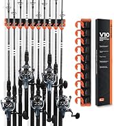 KastKing V10 Pivot Grip Fishing Rod Holder–Adjustable, Space-Saving Wall-Mounted Rod Holder, 10 P...