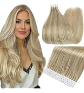 Full Shine Tape in Hair Extensions Human Hair 18 Inch Tape in Human Hair Color 16 Highlight 22 Bl...