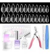 Gellen Gel Nail Kit Easy Nail Extension Set, 504Pcs Pre-Shaped Medium Almond Gel x Nail Tips, Gel...