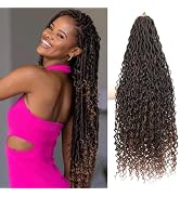8 Packs New Goddess Locs Crochet Hair 22 Inch Ombre Brown River Locs Crochet Hair with Curly Ends...