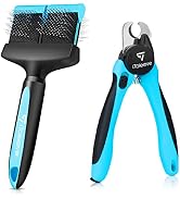 iToleeve Professional LED Dog Nail Clipper + Dual Flexible Slicker Brush, Nail Clipper with Light...