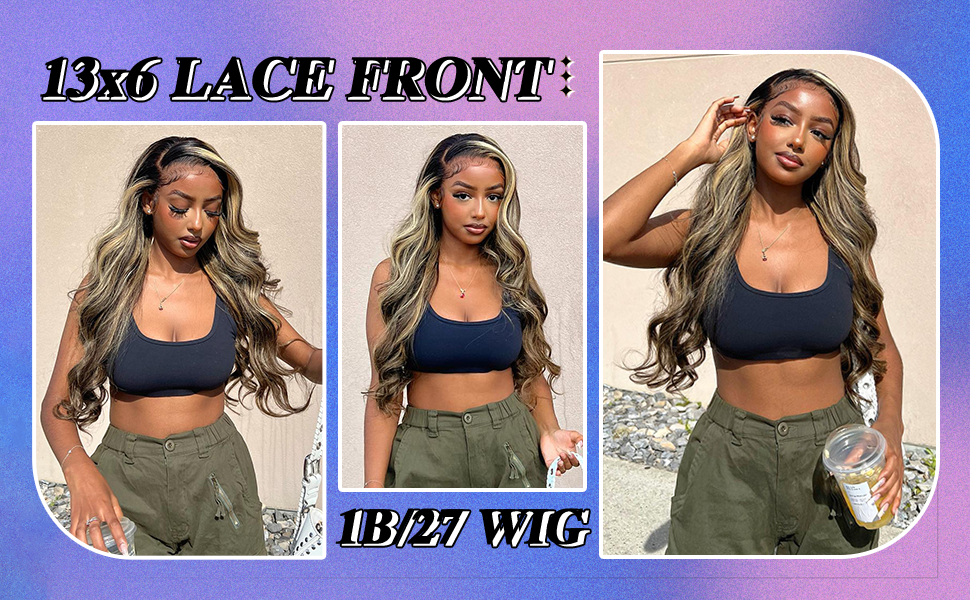 13x6 1b/27 Highlight Ombre Balayage Lace Front Wigs 
