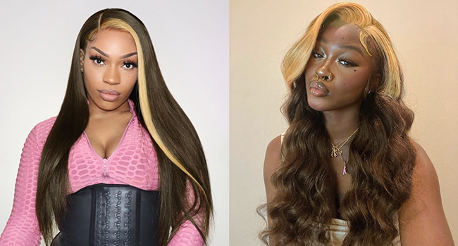 skunk stripe body wave lace front wig human hair ymsgirl