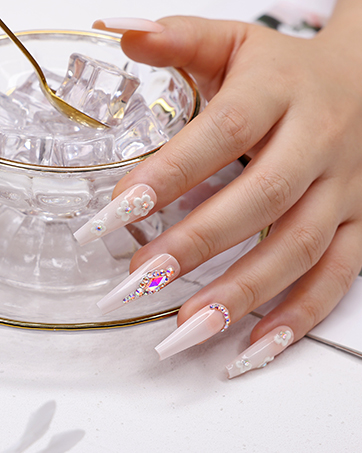 long press on nails with design