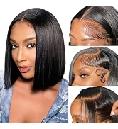 YFOXI Bob Wig Human Hair 13x4 HD Straight Lace Front Wigs Human Hair For Black Women Glueless Lac...