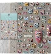 CESTSIREN Cherry Cake Nail Art Stickers, Cute Nail Decals, Self-Adhesive,Birthday Nail Accessorie...