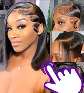 HIRIREMY Lace Front Bob Wigs Human Hair 13x4 HD Lace Glueless Bob Wig Human Hair Short Straight F...