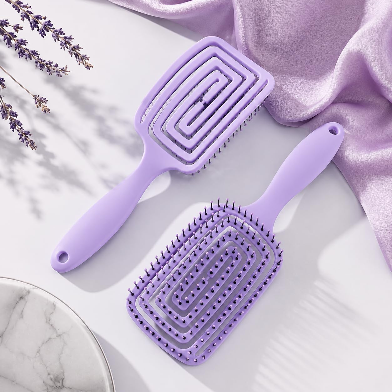 FABCARE Detangler Hair Brush for Women, Men & Children, Detangling Brush for Thick or Curly Hair - Dry or Wet Hairbrush with Boar Bristles, Curved Vented Hair Brush for Blow Drying, Beige