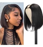 Mylene U Part Bob Wigs Human Hair For Black Women 8 inch Short Bob Straight Wig Brazilian 150% De...