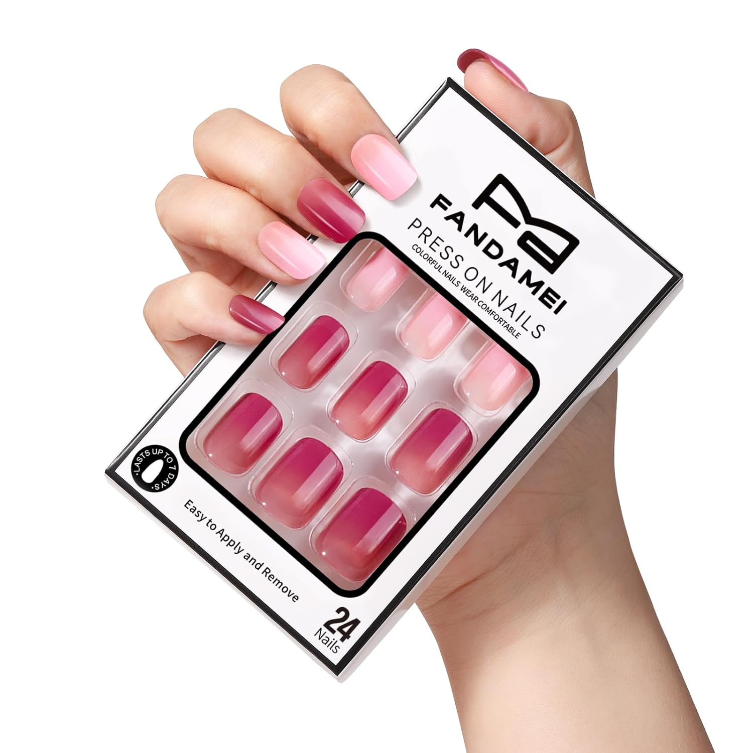 FANDAMEI Short Press on Nails, 24PCS Press on Nails Short Round, 12PCS Purple with 12PCS Pink Glossy Press on Nails. Natural Fit Lightweight Gel Press on Nails. Short Square Press on Nails Natural