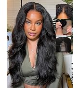 Sunber EasiContour Kinky Straight V Part Human Hair Glueless Wigs with Drawstring No Leave Out No...