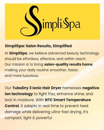 Quiet lightweight 0.7 lb hair dryer dries wavy hair with anti frizz ions and brushless motor