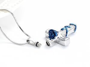 Cremation Jewelry Urn Necklace for Ashes Rose Flower Cross Cremation Jewelry Pendant for Human/Pet