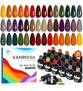 VANREESA 24 Pcs Fall Gel Nail Polish Set, 21 Colors Gel Polish with Base Coat Glossy & Matte Top ...