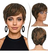 RUWISS Pixie Cut Wig Human Hair – Short Wigs for Black Women with Bangs, Natural Layered Wavy Wig...