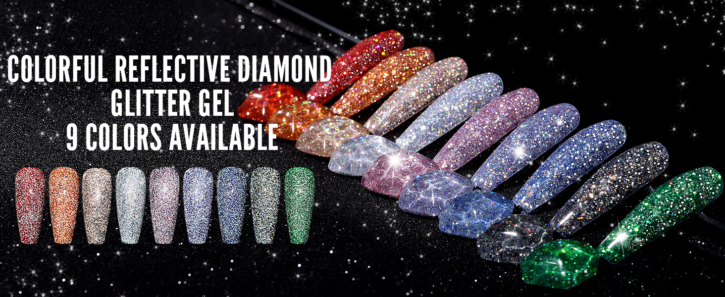 Reflective glitter gel nail polish