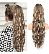 FLUFYMOOZ Ponytail Extension, 26 Inch Drawstring Ponytail Hair Extensions for Women， Long Curly W...