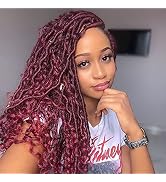 Alimiriam New Goddess Locs Crochet Hair 6 Packs 14 inch Faux Locs Wavy Crochet Curly Hair Faix Lo...