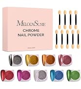 MelodySusie 9Pcs Chrome Nail Powder for Gel Nails,Metallic Mirror Effect Pigment Stylish and Tech...