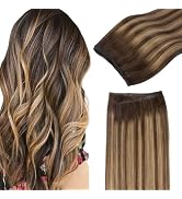 GOO GOO Sew in Hair Extensions Real Human Hair, Weft Hair Extensions Human Hair, 4/27/4 Balayage ...