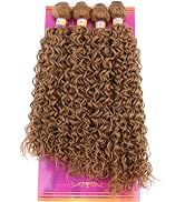 ZHENLISI Highlight Honey Blonde Afro Kinky Curly Synthetic Hair Weave 4 Bundles 16 18 18 20 Inche...