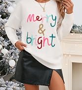 MARZXIN Women 2024 Casual Holiday Sweaters Long Sleeve Round Neck Slogan Pullover Sweater Tops Me...