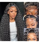 JTMMP 13x6 Deep Wave Lace Front Wigs Human Hair for Women 200% Density 30 Inch Deep Curly Human H...