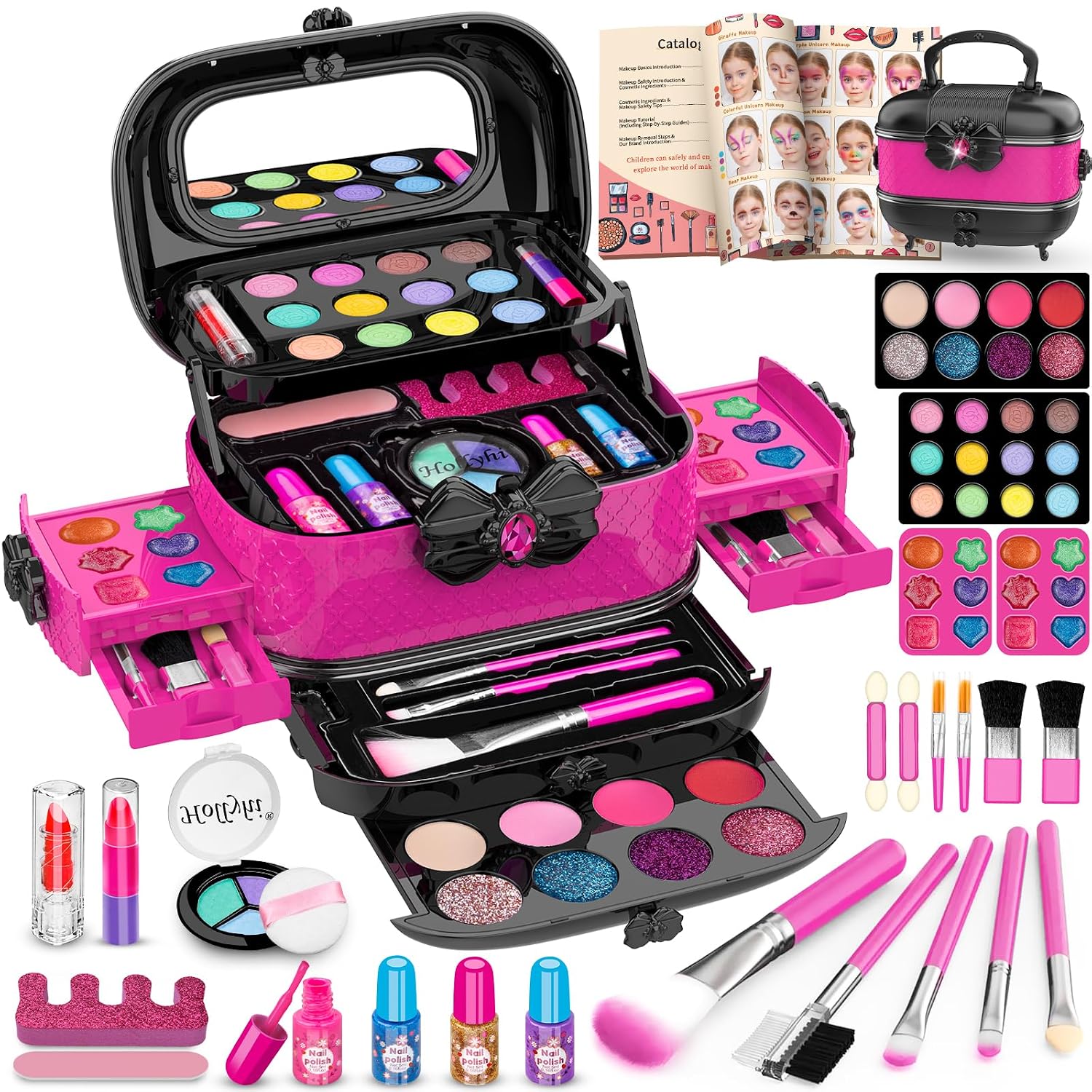 Girls & Kids 8-12 Sparkle Makeup Kit with Silver Train Case and Pro Cosmetics