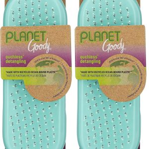 GOODY Planet Detangling Palm Hair Brush - Teal - Detangler Comb for Women,Men,and Kids - Wet or Dry - for Natural,Straight,Thick and Curly Hair - Made with Recycled Ocean-Bound Plastic