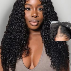 Julia Hair 14 Inch 12A V Part Jerry Curly Glueless Half Wig for Women Natural Color