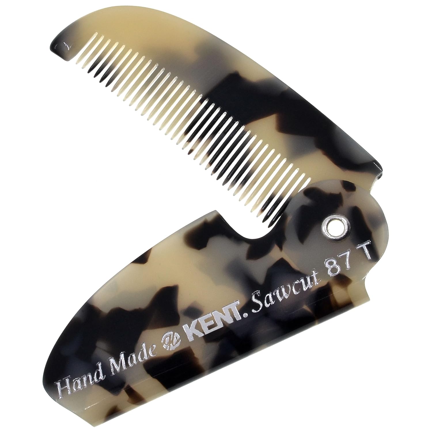 Kent 87T Handmade Folding Pocket Comb for Men Fine Tooth Hair Beard Grooming