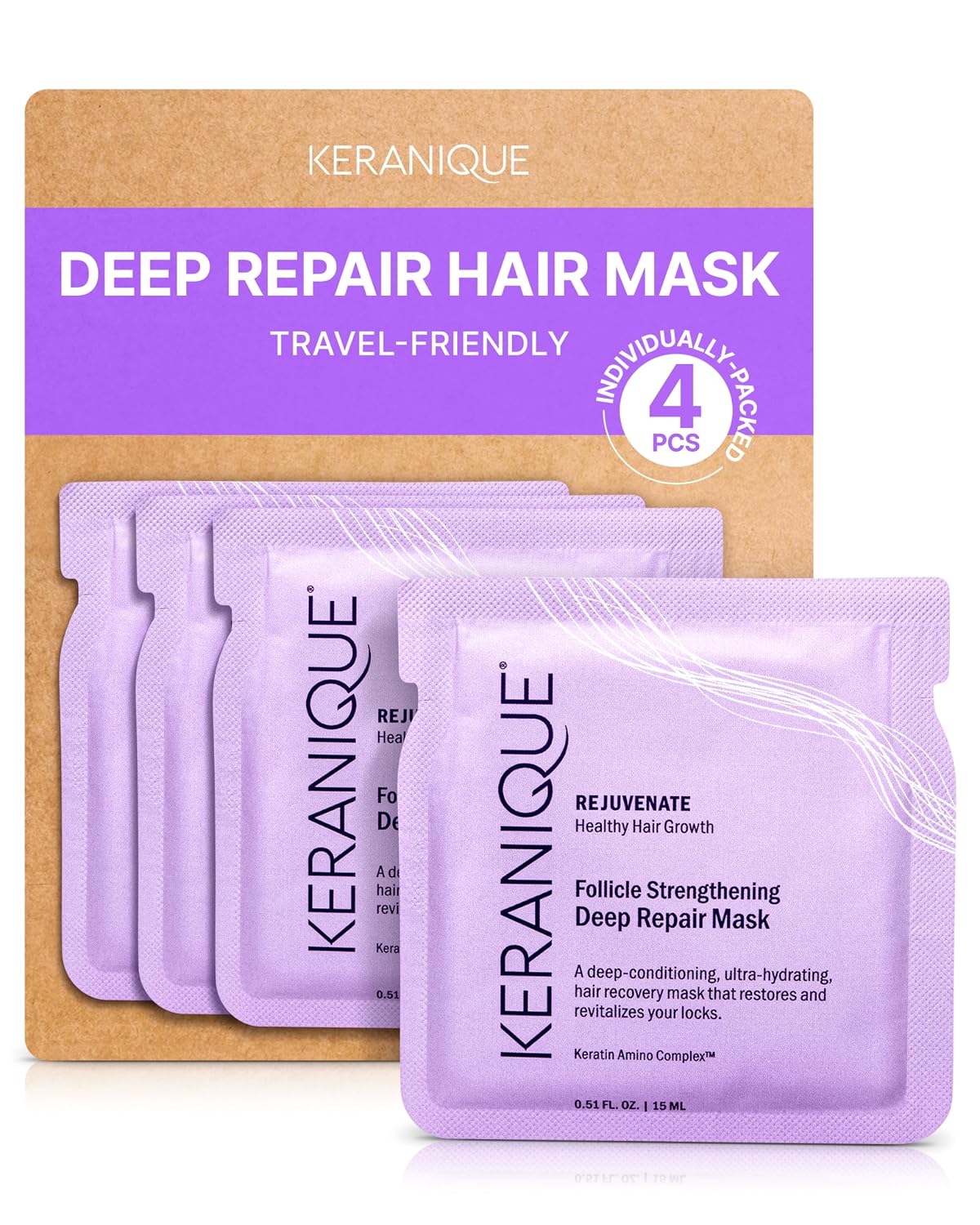 Keranique Hair Mask: Deep Repair & Hydration for Dry, Damaged Hair - Keratin Protein Boost for Fine Strands - Intense Moisturizer for Women