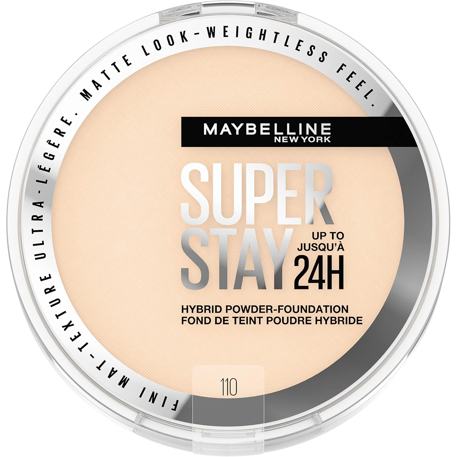 Maybelline Super Stay 24HR Powder Foundation, Medium-Full Coverage, Matte Finish, Shade 110