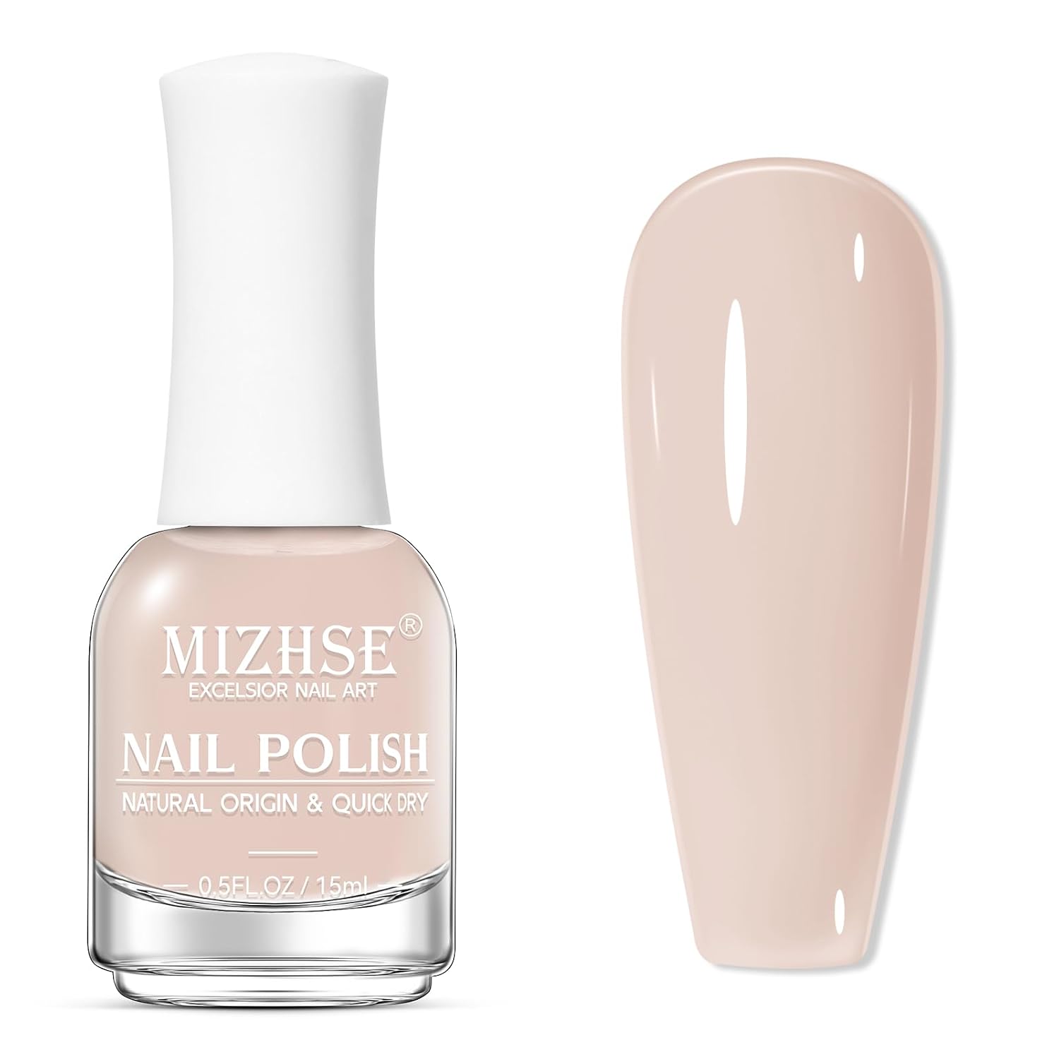 Neutral acrylic nails in beige shade.