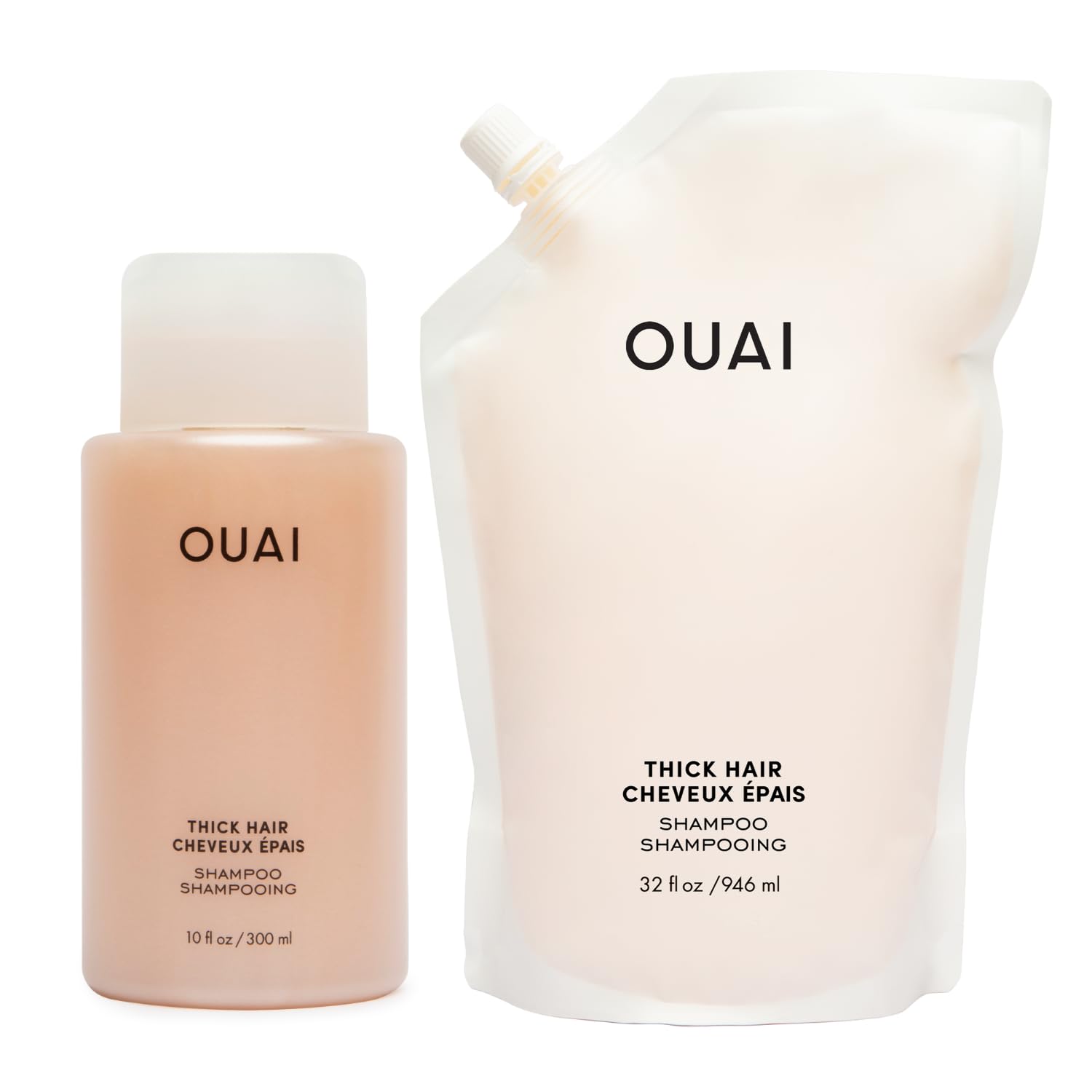 OUAI Thick Shampoo Refill - Moisturizing Shampoo with Keratin, Marshmallow Root, Shea Butter & Avocado Oil for Thick Hair - Strengthens & Hydrates - Paraben, Phthalate, Sulfate Free Shampoo - 32 oz