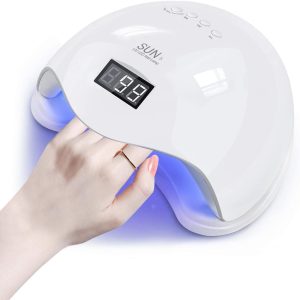 OVLUX Nail Enhancement Set: 160W UV LED Nail Lamp with 3 Timers & LCD Display + Nutrition Base Coat with Vitamin C, 15ml UV Gel Nail Polish Protector