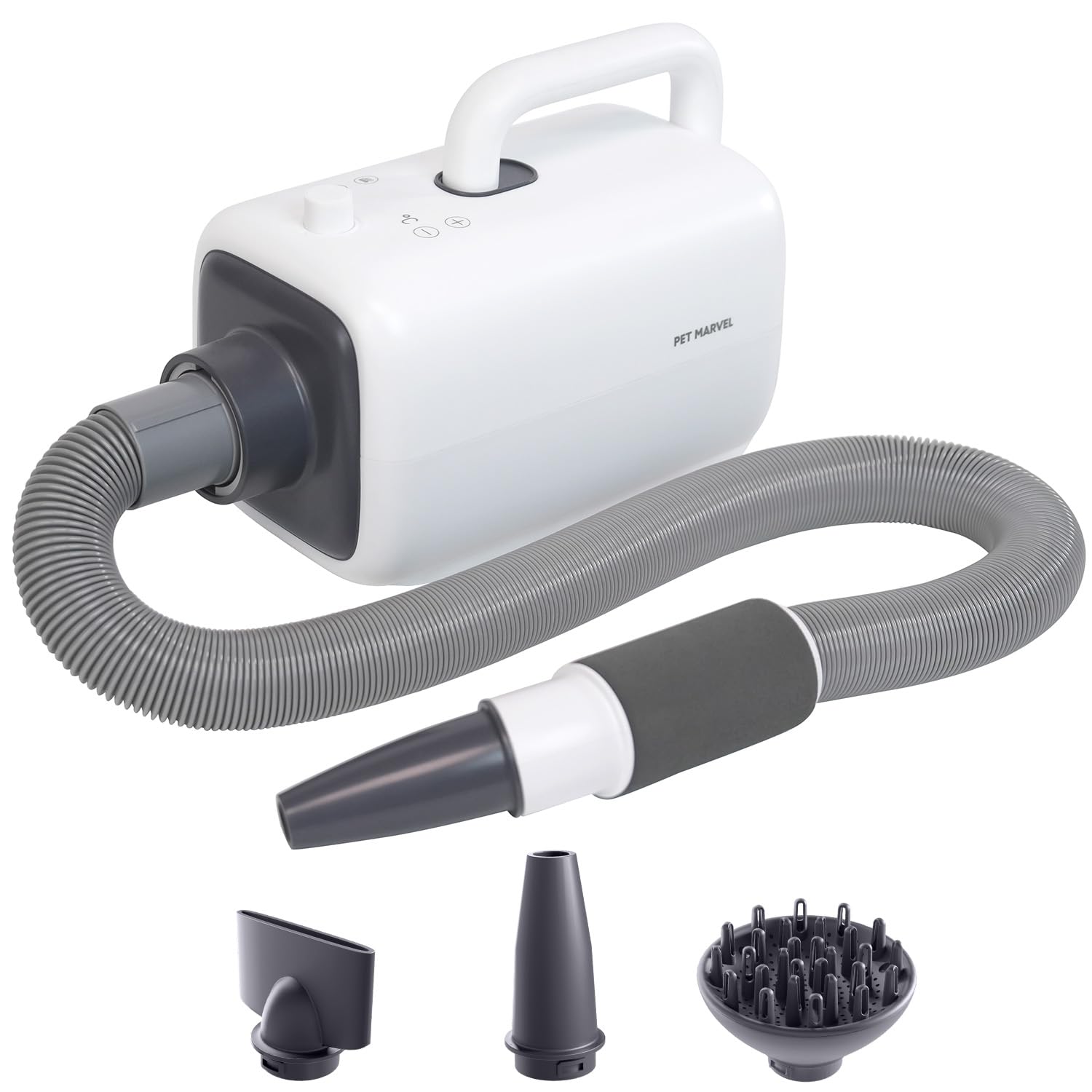PET MARVEL 1800W High Velocity Dog Grooming Dryer 2 Temperature Settings 3 Nozzle Attachments