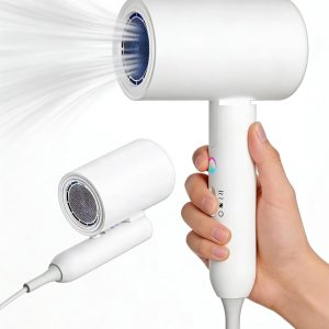 Portable Compact Travel Hair Dryer, 1800W, Foldable Handle for Easy Styling Anywhere